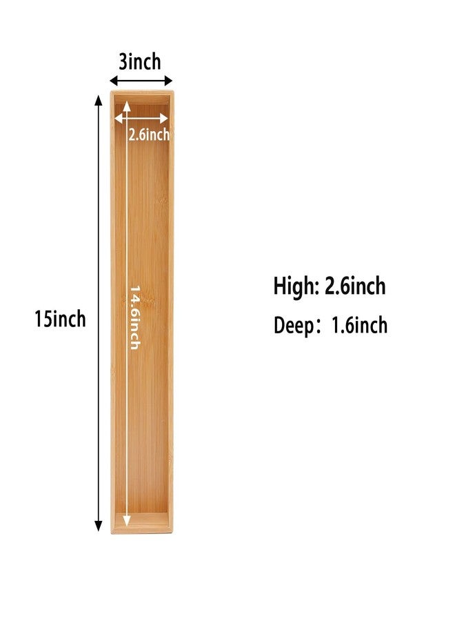 PRATIQUE Bamboo Drawer Organizer,Kitchen Utensil Organizer Silverware Tray,Cutlery Holder, Wood Storage Box for Flatware, Makeup, Bathroom, Office Desk (Bamboo, 15 * 3 * 2.6) - Image 2